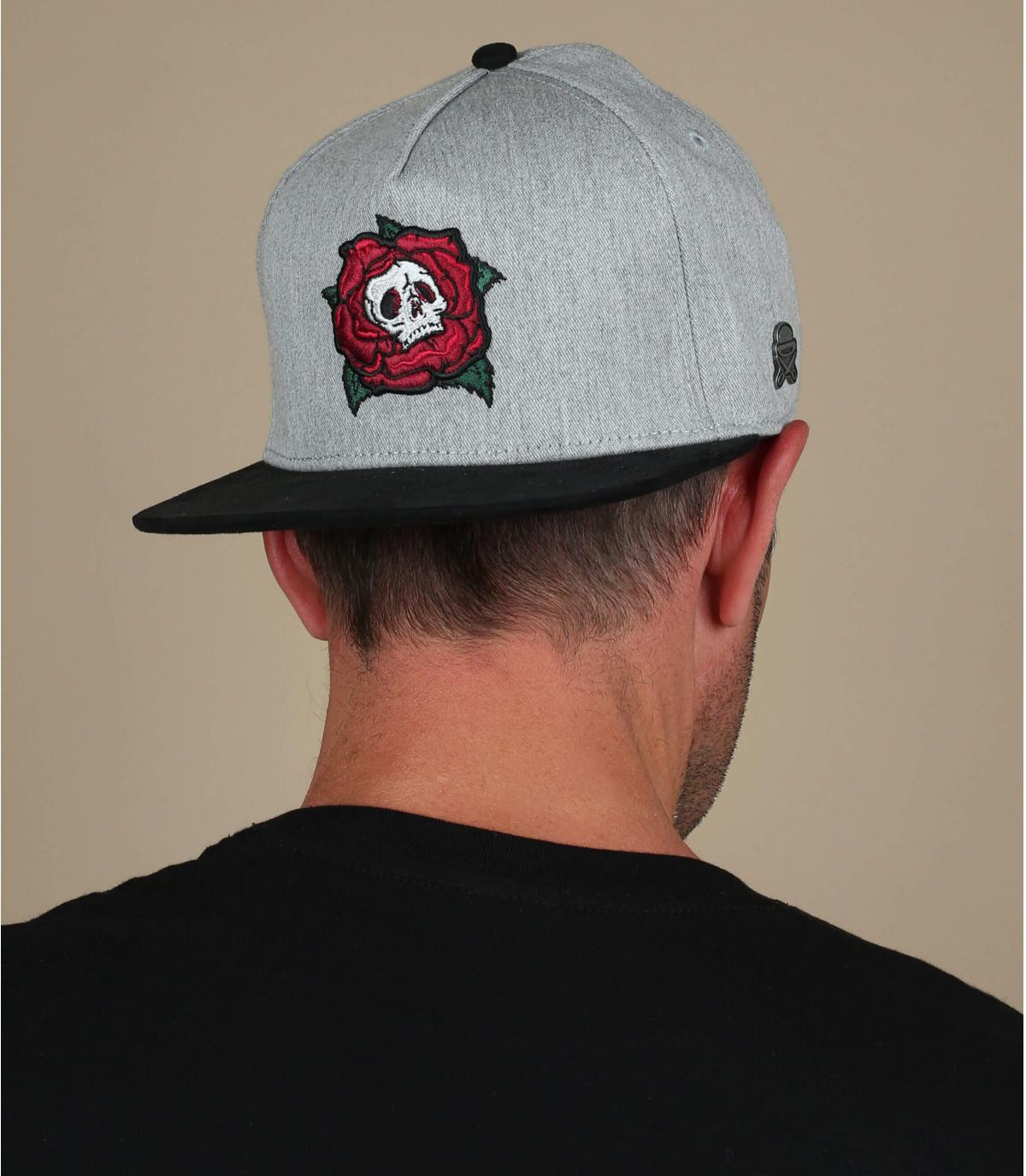 Cap Totenkopf grau death Rose Snapback heather grey Cap Totenkopf grau death Rose Snapback heather grey